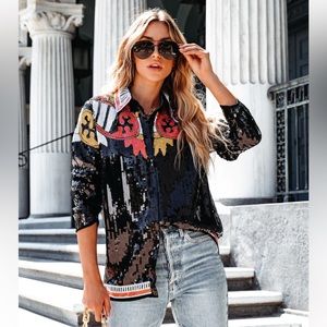 Nasty Gal Country Star Sequin Embellished Blouse Jacket Dress 8